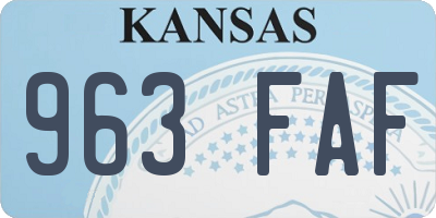 KS license plate 963FAF