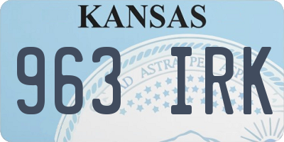 KS license plate 963IRK