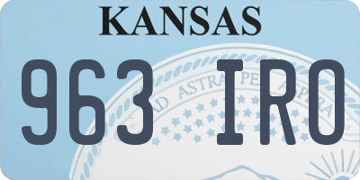 KS license plate 963IRO