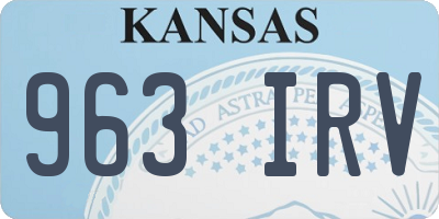 KS license plate 963IRV