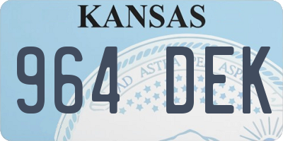 KS license plate 964DEK