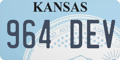 KS license plate 964DEV