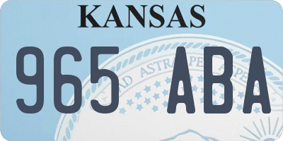 KS license plate 965ABA