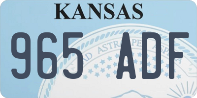 KS license plate 965ADF