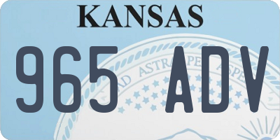KS license plate 965ADV