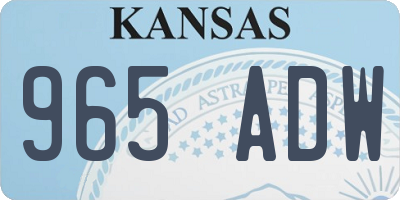 KS license plate 965ADW