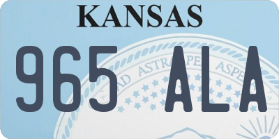 KS license plate 965ALA