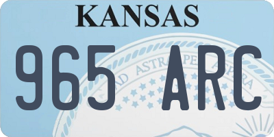 KS license plate 965ARC