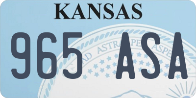 KS license plate 965ASA