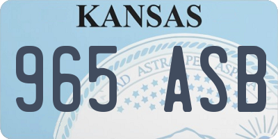 KS license plate 965ASB
