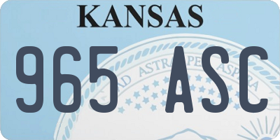 KS license plate 965ASC
