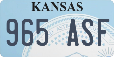 KS license plate 965ASF