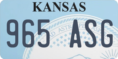 KS license plate 965ASG