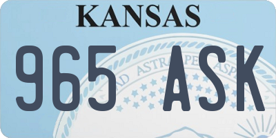 KS license plate 965ASK