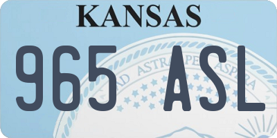 KS license plate 965ASL