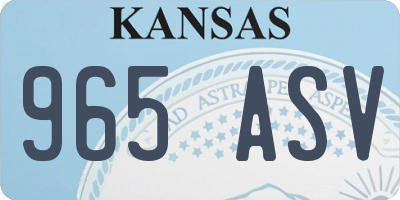 KS license plate 965ASV