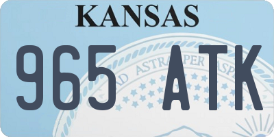 KS license plate 965ATK