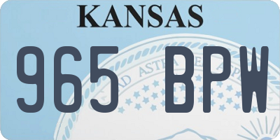 KS license plate 965BPW