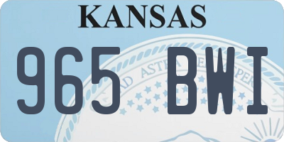 KS license plate 965BWI