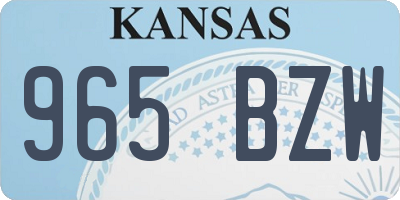 KS license plate 965BZW