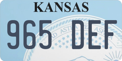 KS license plate 965DEF