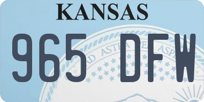 KS license plate 965DFW
