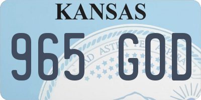 KS license plate 965GOD
