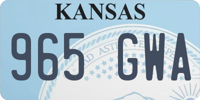 KS license plate 965GWA