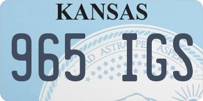 KS license plate 965IGS