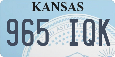 KS license plate 965IQK