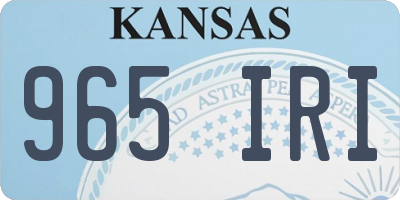 KS license plate 965IRI