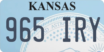 KS license plate 965IRY