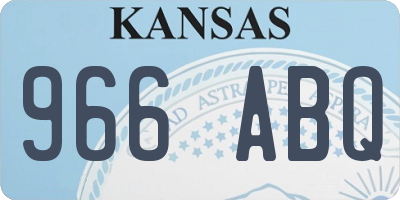 KS license plate 966ABQ