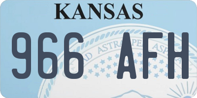 KS license plate 966AFH