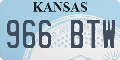 KS license plate 966BTW