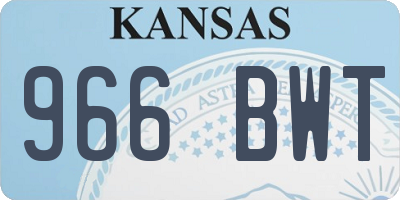 KS license plate 966BWT