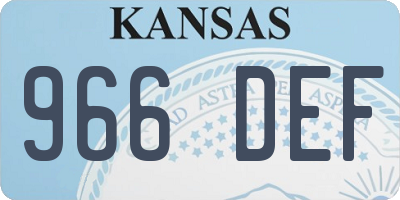 KS license plate 966DEF