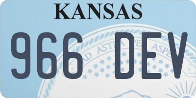 KS license plate 966DEV