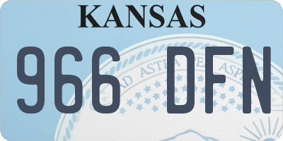 KS license plate 966DFN