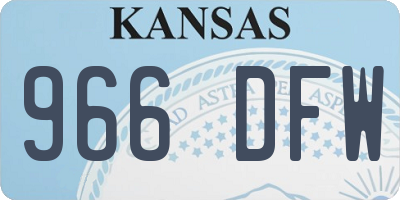 KS license plate 966DFW