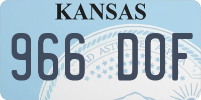 KS license plate 966DOF