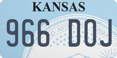 KS license plate 966DOJ