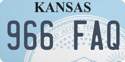 KS license plate 966FAQ