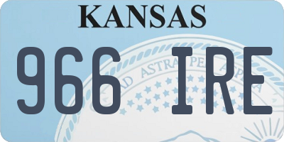 KS license plate 966IRE