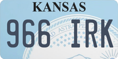 KS license plate 966IRK