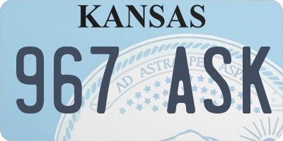 KS license plate 967ASK