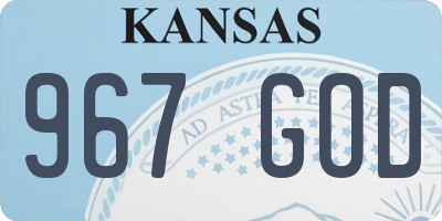 KS license plate 967GOD