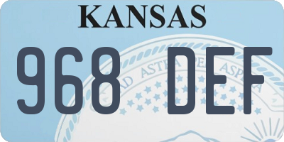 KS license plate 968DEF