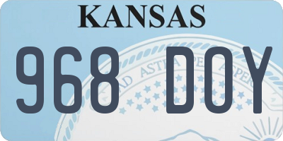 KS license plate 968DOY