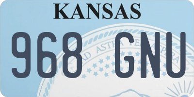 KS license plate 968GNU